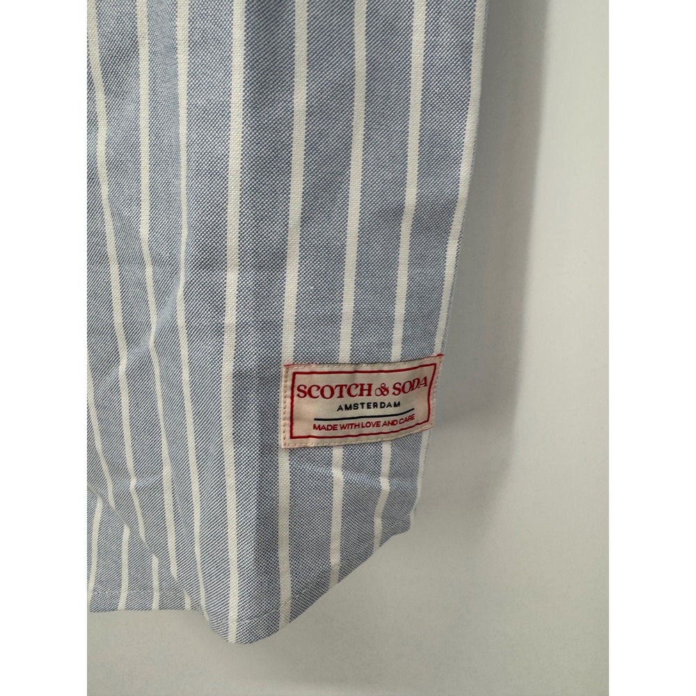 Scotch & Soda Amsterdam Men Sz M Boxy Pinpoint Stripe Riviera Short Sleeve Shirt - Picture 4 of 7